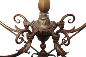 General Electric Company. Arts and Crafts Brass Five-Arm Chandelier - Thumbnail 9