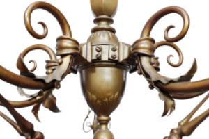 General Electric Company. Arts and Crafts Brass Five-Arm Chandelier - Thumbnail 18