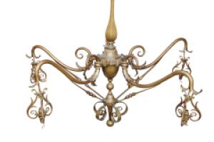 General Electric Company. Arts and Crafts Brass Five-Arm Chandelier - Thumbnail 3