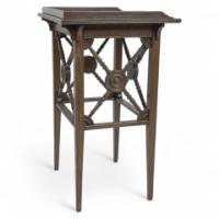 Jas Shoolbred a Gothic Revival Oak Side Table with Upper Gallery