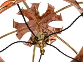 W. A. S. Benson. An Arts & Crafts Copper & Brass Chandelier with 5 Vaseline Shades - Thumbnail 4