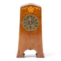 Art Nouveau Dutch or German Mantle Clock with Inlaid Floral Decoration c.1900