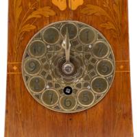 Art Nouveau Dutch or German Mantle Clock with Inlaid Floral Decoration c.1900 - Thumbnail 2
