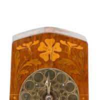 Art Nouveau Dutch or German Mantle Clock with Inlaid Floral Decoration c.1900 - Thumbnail 3