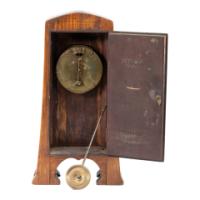 Art Nouveau Dutch or German Mantle Clock with Inlaid Floral Decoration c.1900 - Thumbnail 7