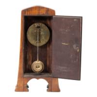 Art Nouveau Dutch or German Mantle Clock with Inlaid Floral Decoration c.1900 - Thumbnail 12