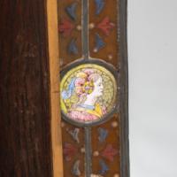 Historicist Oak Mirror with Enamelled Roundels of Noble Figures c.1880 - Thumbnail 3