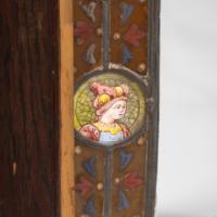 Historicist Oak Mirror with Enamelled Roundels of Noble Figures c.1880 - Thumbnail 4