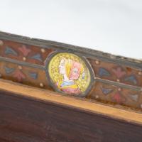 Historicist Oak Mirror with Enamelled Roundels of Noble Figures c.1880 - Thumbnail 10