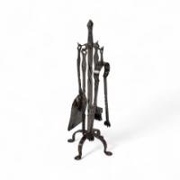 Arts & Crafts Cotswold School Steel Fire Tools on Original Stand c.1910 - Thumbnail 2