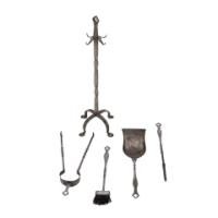 Arts & Crafts Cotswold School Steel Fire Tools on Original Stand c.1910 - Thumbnail 5