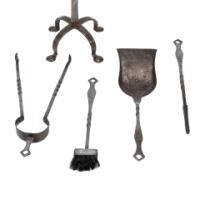 Arts & Crafts Cotswold School Steel Fire Tools on Original Stand c.1910 - Thumbnail 6