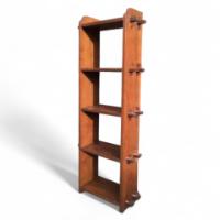 Slender Five Shelf Arts and Crafts Bookcase with Through Peg Joints c.1900