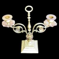 W. A. S. Benson (Stamped) Copper and Brass Twin Candelabra