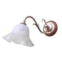 Arts and Crafts Brass Wall Light with Scrolled Arm and Round Backplate c.1900 - Thumbnail 1