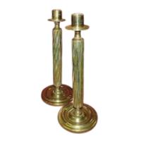 A Pair of Fluted Arts & Crafts Brass Candlesticks