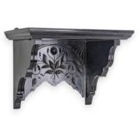 Aesthetic Movement – Ebonised Wall Shelf with Hand-Carved Floral Decoration - Thumbnail 1