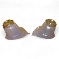 Pair of Lily-Shaped Vaseline Glass Shades with Flared Rims