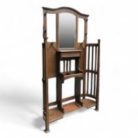 Glasgow School Oak Hallstand with Curved and Slatted Sides c.1905