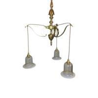 Arts and Crafts Brass Three Branch Ceiling Light c.1900 - Thumbnail 1