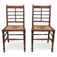 Jas Shoolbred & Co. – Aesthetic Movement Pair of  Walnut Side or Dining Chairs