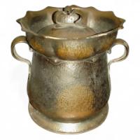 Arts and Crafts Hammered Copper Fire Bucket with Sunflower Rim c.1900