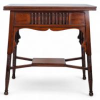 Liberty & Co – Anglo-Moorish Arts and Crafts Walnut Fold-Over Games Table - Thumbnail 3