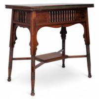 Liberty & Co – Anglo-Moorish Arts and Crafts Walnut Fold-Over Games Table - Thumbnail 6