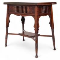 Liberty & Co – Anglo-Moorish Arts and Crafts Walnut Fold-Over Games Table - Thumbnail 8