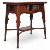 Liberty & Co – Anglo-Moorish Arts and Crafts Walnut Fold-Over Games Table - Thumbnail 2