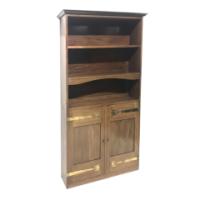 Liberty & Co., A Slim Arts & Crafts Walnut Bookcase with Stylised Copper Hinges - Thumbnail 2