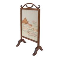 Anglo-Japanese Oak Firescreen with Torii Gate and River Scene c.1885 - Thumbnail 3