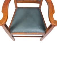 Liberty and Co, Attributed – Arts and Crafts Oak Armchair with Inlaid Crown - Thumbnail 12