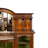 Waring and Gillow – Arts and Crafts Bow Fronted Inlaid Display Cabinet - Thumbnail 6