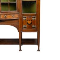 Waring and Gillow – Arts and Crafts Bow Fronted Inlaid Display Cabinet - Thumbnail 15