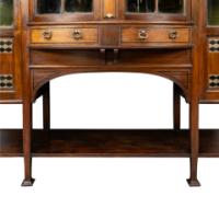 Waring and Gillow – Arts and Crafts Bow Fronted Inlaid Display Cabinet - Thumbnail 16