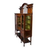 Waring and Gillow – Arts and Crafts Bow Fronted Inlaid Display Cabinet - Thumbnail 5
