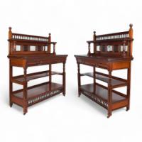 W. Walker and Sons – Pair of Aesthetic Movement Walnut Serving Buffets