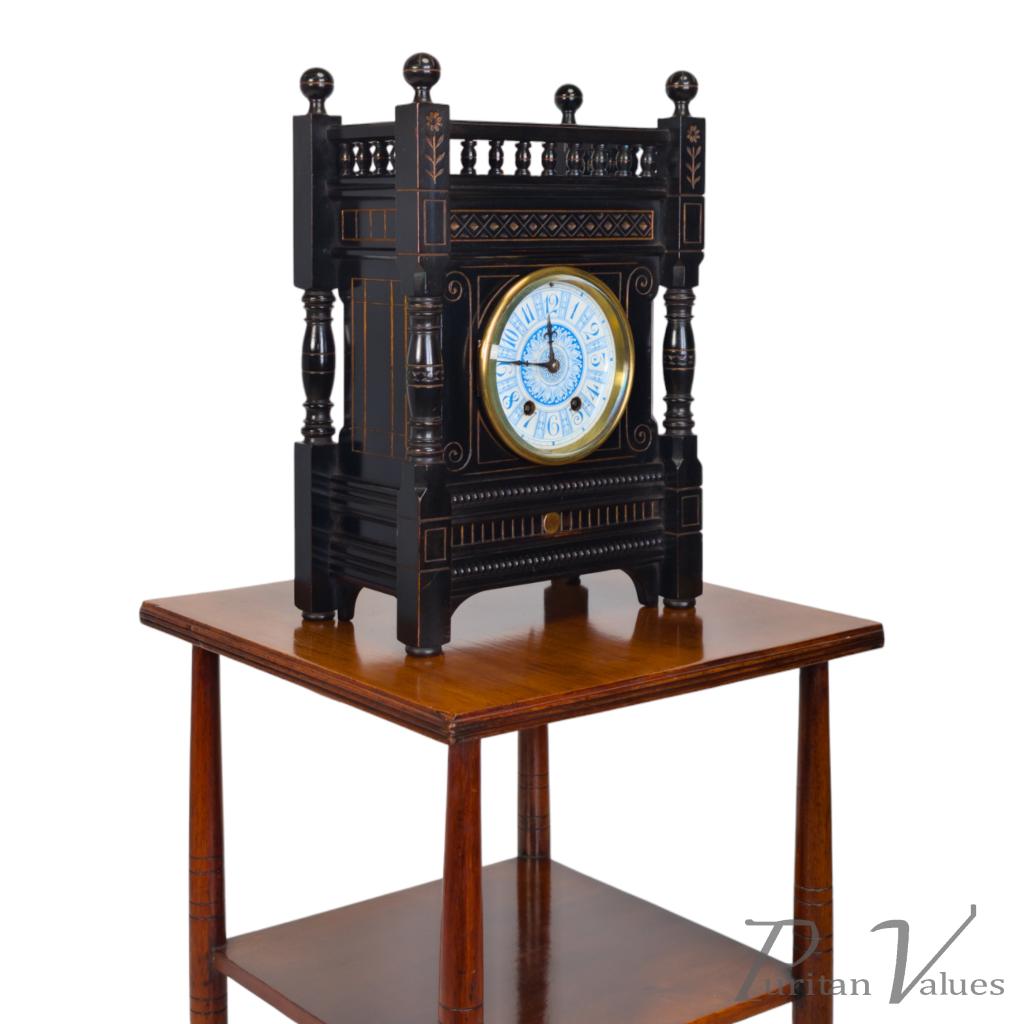 Bruce Talbert for Gillow & Co., Aesthetic Movement Ebonised Mantel Clock