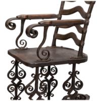Blacksmith Made Sleigh Armchair with Scrollwork Iron Frame, c.1900 - Thumbnail 7