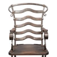 Blacksmith Made Sleigh Armchair with Scrollwork Iron Frame, c.1900 - Thumbnail 4