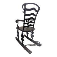 Blacksmith Made Sleigh Armchair with Scrollwork Iron Frame, c.1900 - Thumbnail 3