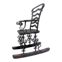 Blacksmith Made Sleigh Armchair with Scrollwork Iron Frame, c.1900 - Thumbnail 2