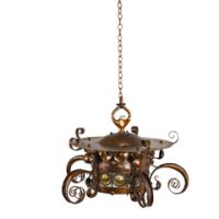 Birmingham Guild of Handicraft, Attributed – Arts and Crafts Hammered Copper Chandelier - Thumbnail 3