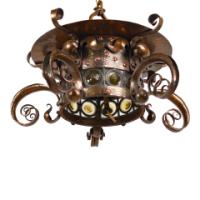 Birmingham Guild of Handicraft, Attributed – Arts and Crafts Hammered Copper Chandelier - Thumbnail 5