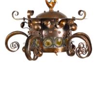 Birmingham Guild of Handicraft, Attributed – Arts and Crafts Hammered Copper Chandelier - Thumbnail 6