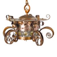 Birmingham Guild of Handicraft, Attributed – Arts and Crafts Hammered Copper Chandelier - Thumbnail 7