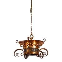 Birmingham Guild of Handicraft, Attributed – Arts and Crafts Copper Scrollwork Chandelier - Thumbnail 2