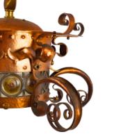 Birmingham Guild of Handicraft, Attributed – Arts and Crafts Copper Scrollwork Chandelier - Thumbnail 7