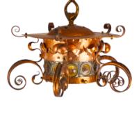 Birmingham Guild of Handicraft, Attributed – Arts and Crafts Copper Scrollwork Chandelier - Thumbnail 16